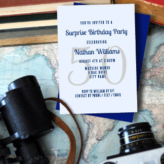 Seine Überraschung Geburtstagsparty Navy Blue Einl Einladung