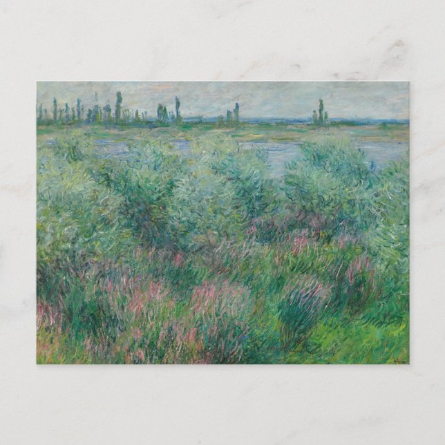 Seine-Ufer bei Vétheuil, Monet 1881 Postkarte (Vorderseite)