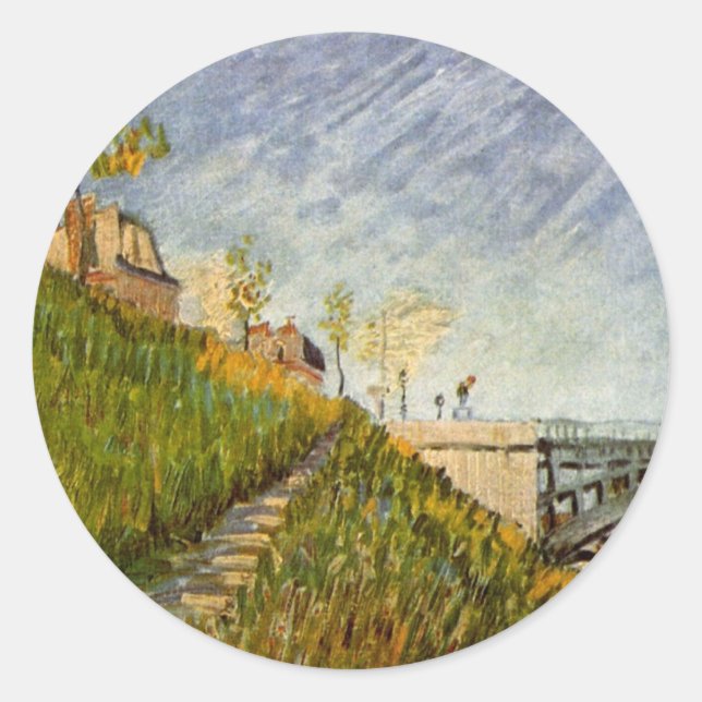 Seine-Ufer, Pont de Clichy von Vincent van Gogh Runder Aufkleber (Vorderseite)