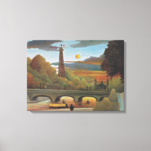 Seine und Eiffelturm bei Sonnenuntergang von Henri Leinwanddruck