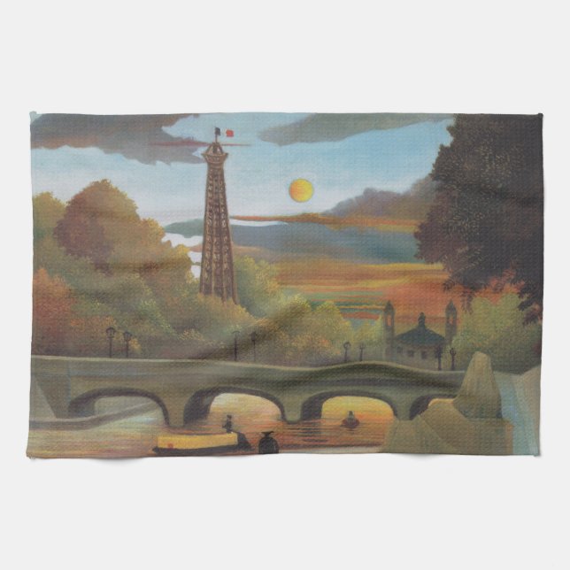 Seine und Eiffelturm bei Sunset by Henri Rousseau Küchentuch (Horizontal)