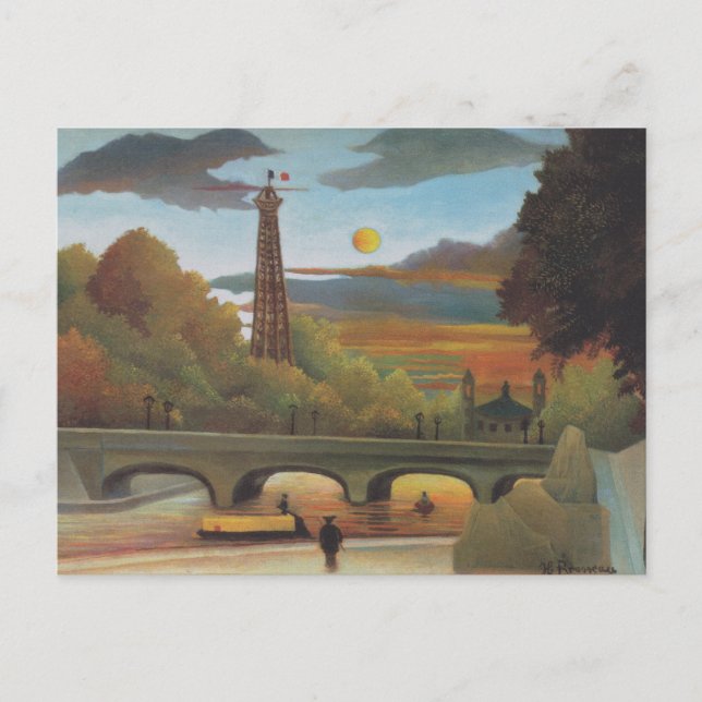 Seine und Eiffelturm bei Sunset by Henri Rousseau Postkarte (Vorderseite)