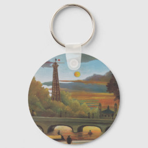 Seine und Eiffelturm bei Sunset by Henri Rousseau Schlüsselanhänger
