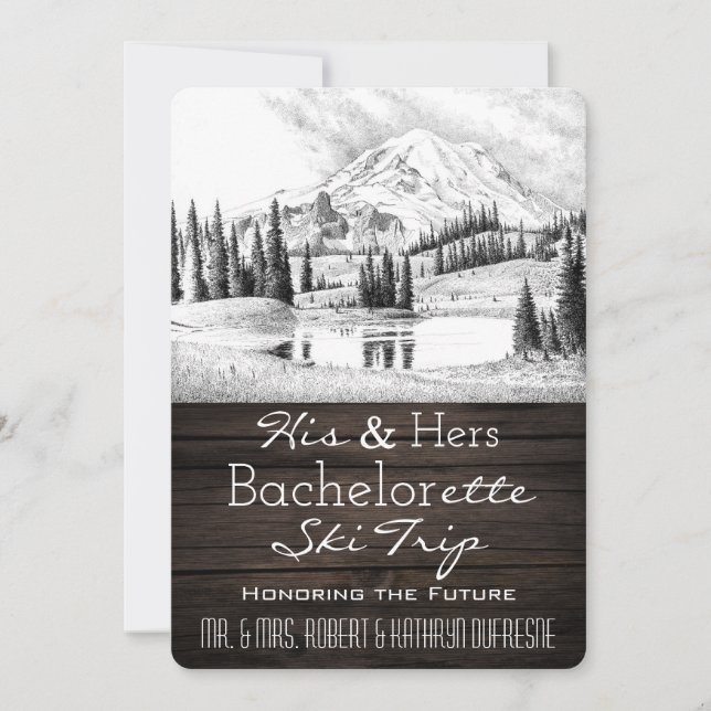 Seine und ihre Bachelor/Bachelorette Skireise lade Einladung (Vorderseite)