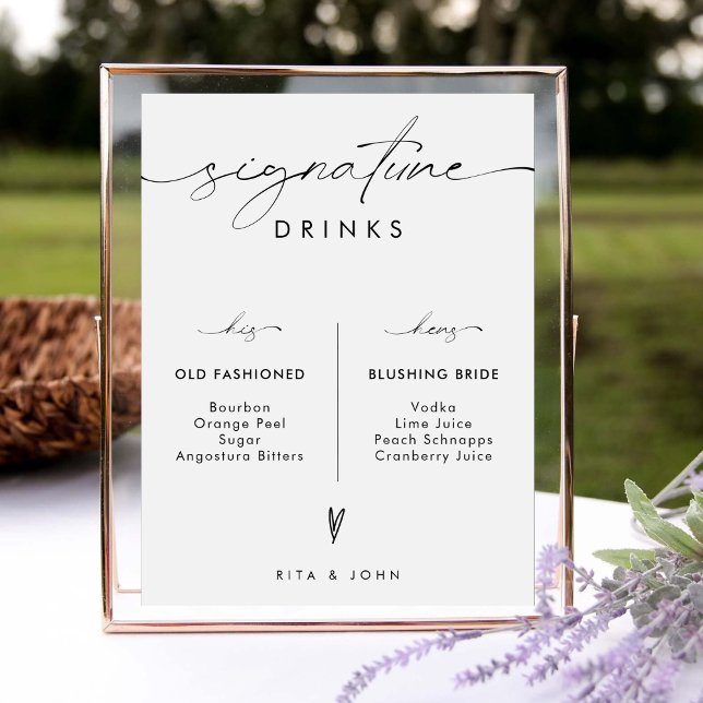 Seine und ihre Bar Signature Drinks Hochzeitszeich Poster (Von Creator hochgeladen)