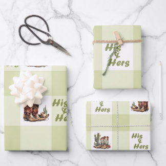 Seine und ihre Cowboy Boots Wrapping Paper Geschenkpapier Set