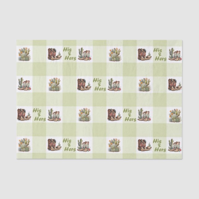 Seine und ihre Cowboy Cowgirl Boots Tissue Paper Seidenpapier (Vorderseite)