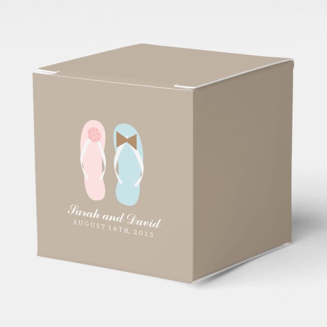Seine und ihre Flip Flops Beach Hochzeit Geschenkschachtel (Vorderseite)