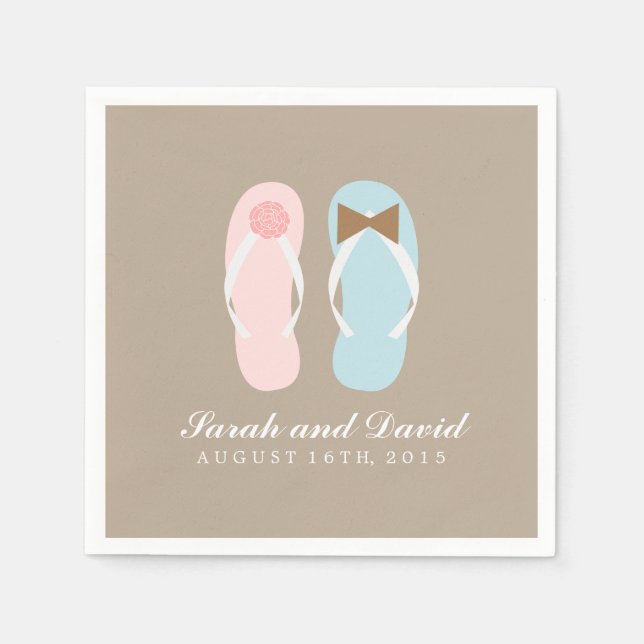 Seine und ihre Flip Flops Beach Hochzeit Serviette (Vorderseite)