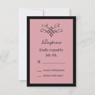 Seine und ihre Monogramm Hochzeitsrampe in Rosa RSVP Karte