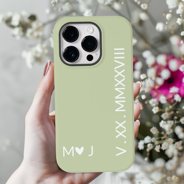 Seine und ihre Roman Numeral iPhone Case Couple Ge (personalized wedding gift, romantic phone case for her, custom engagement iPhone cover for couples,)