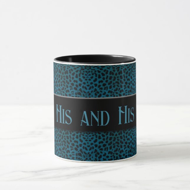 Seine und seine blauen Geparden Print und Black Tasse (Zentrum)