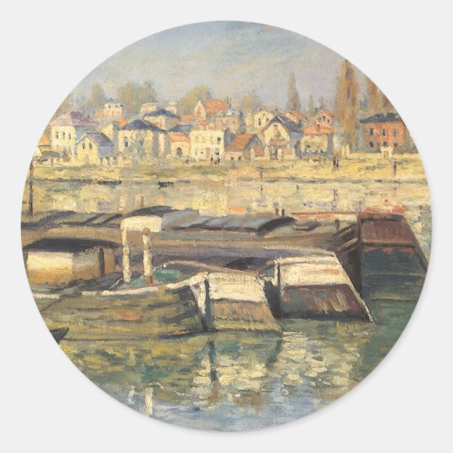 Seine von Claude Monet in Asniery Runder Aufkleber (Vorderseite)