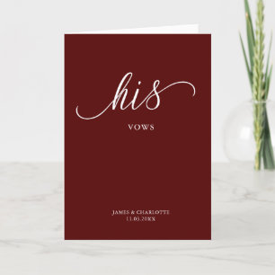 Seine Vows Card Minimalistischen Script Maroon Karte