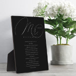 Seine Vows Elegant Mr. Newlyweds Wedding Vows Blac Fotoplatte<br><div class="desc">Sein Hochzeitstag verspricht,  die schwarze Tafel zu behalten,  immer an Ihren besonderen Tag und Ihre Liebe zu denken und einander zu versprechen. Design zeigt "Mr." in einer eleganten Kalligraphie-Skript und personalisiert mit Nachnamen,  Hochzeitstag,  und seine Hochzeitsgelübde auf einer reichen und eleganten schwarzen Leinwand.</div>