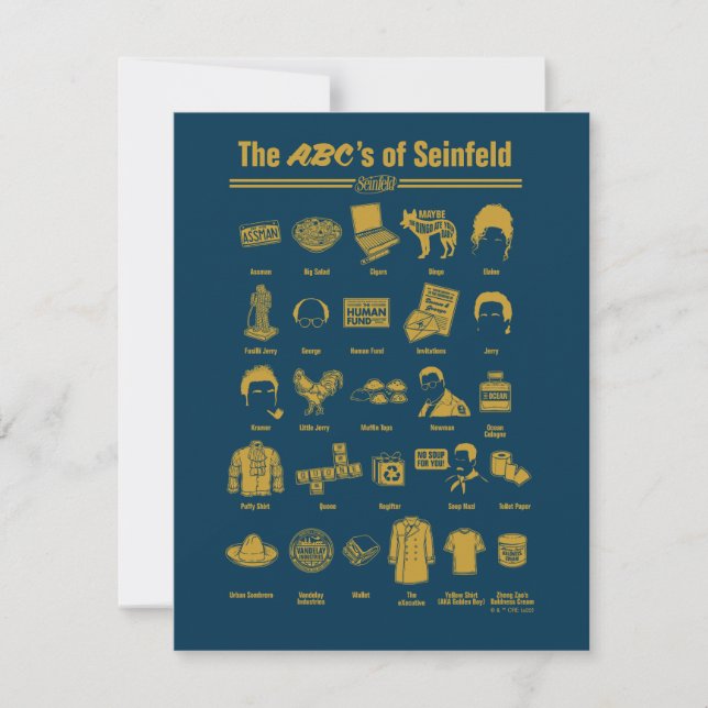 Seinfeld | Die ABCs von Seinfeld Infographic Mitteilungskarte (Vorderseite)