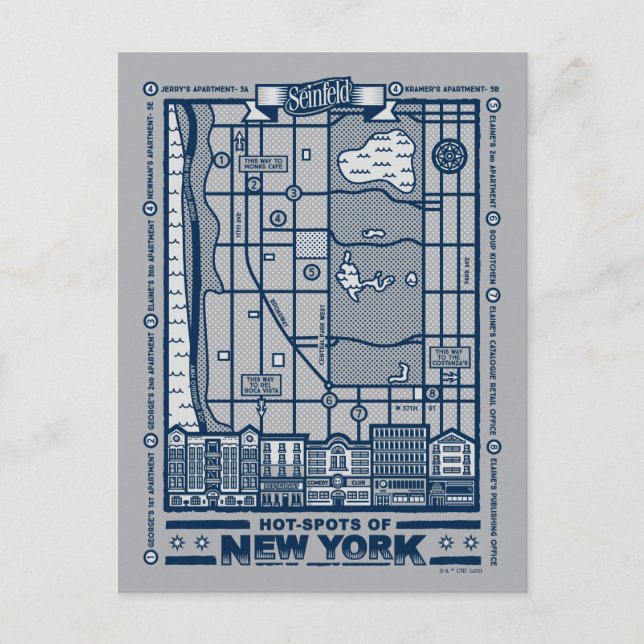 Seinfeld | Hot Spots auf der New Yorker Karte (Vorderseite)