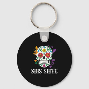 Seis Siete Mexican Los Muertos Calaveras Zucker Sc Schlüsselanhänger