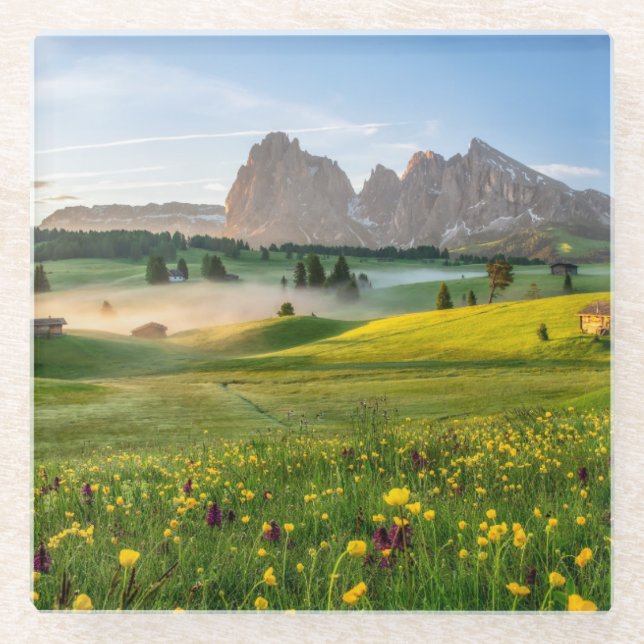 Seiser Alm, Dolomit-Alpen, Italien Glasuntersetzer (Vorderseite)