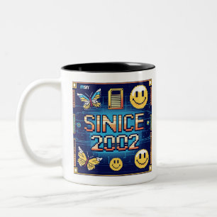 SEIT 2002 - Retro Computer Pixel Schriftart & Digi Zweifarbige Tasse