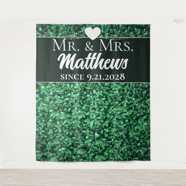 Seit Hedge Wall Wedding Foto Hintergrund Wandteppich (Vorderseite)