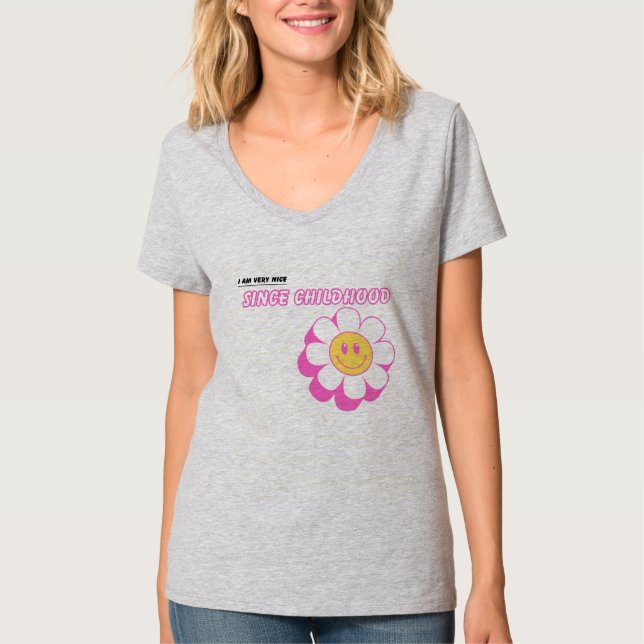 Seit Kindheit Light Steel Frauen V-Neck T - Shirt (Vorderseite)
