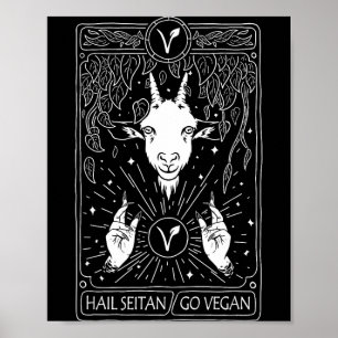 Seitan Heil, werde Veganer lustiges Tarotkarten-De Poster