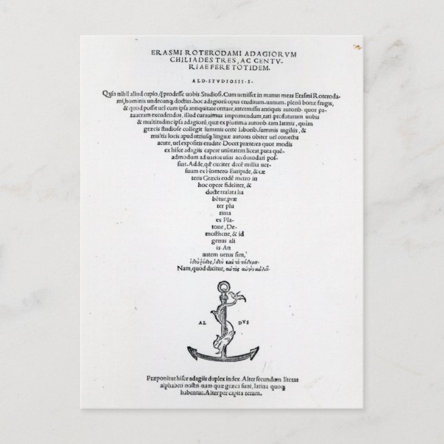 Seite "Adages of Erasmus" Postkarte (Vorderseite)