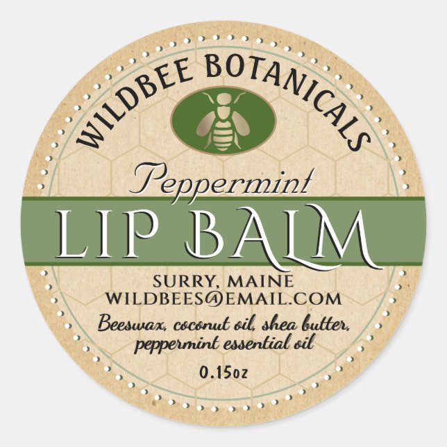 Seite an Kraft-Bienenwachs-Lippen-Balsam mit gepun Runder Aufkleber (Vorderseite)