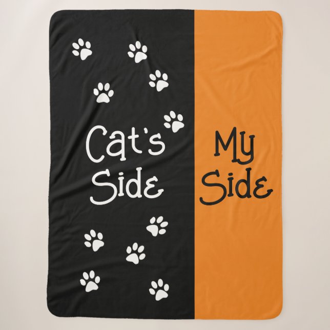 Seite der Katze, Seite Orange, schwarze Bettdecke Sherpadecke (Vorderseite)