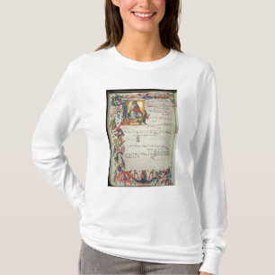 Seite der musikalischen Anmerkung mit historiated T-Shirt