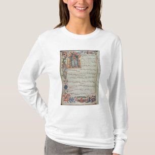 Seite der musikalischen Anmerkung mit historiated T-Shirt