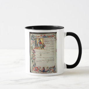 Seite der musikalischen Anmerkung mit historiated Tasse