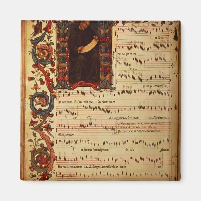 Seite der musikalischen Notation mit geschichteter Magnet (Vorne)