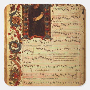 Seite der musikalischen Notation mit geschichteter Quadratischer Aufkleber