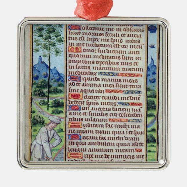 Seite des lateinischen Textes mit Grenze Silbernes Ornament (Vorne)