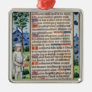 Seite des Textes mit einem Grenzdetail von a Silbernes Ornament