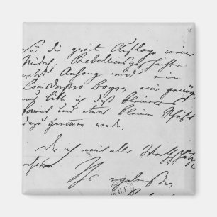 Seite des Textes mit seiner Unterschrift Magnet