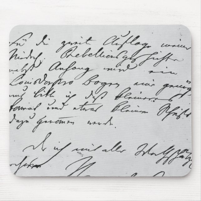 Seite des Textes mit seiner Unterschrift Mousepad (Vorne)