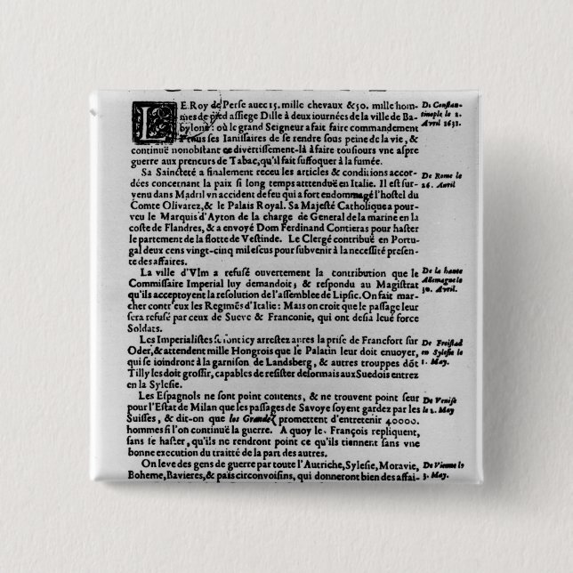 Seite des Textes 'vom La Gazette Button (Vorderseite)