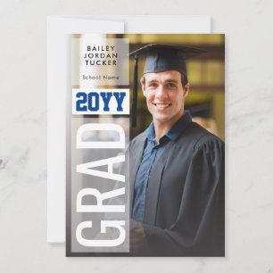 Seite GRAD Blaue Klasse Jahr Voll-Foto Abschlussfe Einladung
