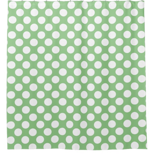 Seite: Grosses weißes Polka Dot Muster Duschvorhang (Vorderseite)