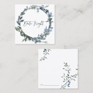 Seite Silver Green Floral Date Night Card Quadratische Visitenkarte