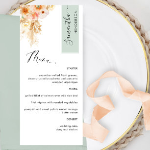 Seite und Peach Blush Personalisiert mit Gast Name Menükarte