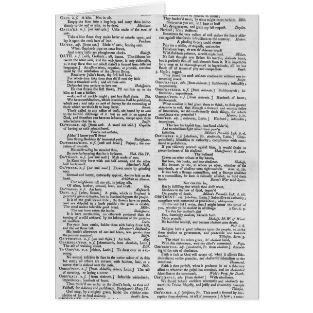 Seite von einem Wörterbuch (Vorne)