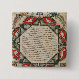 Seite von einer hebräischen Bibel, die Fische Button