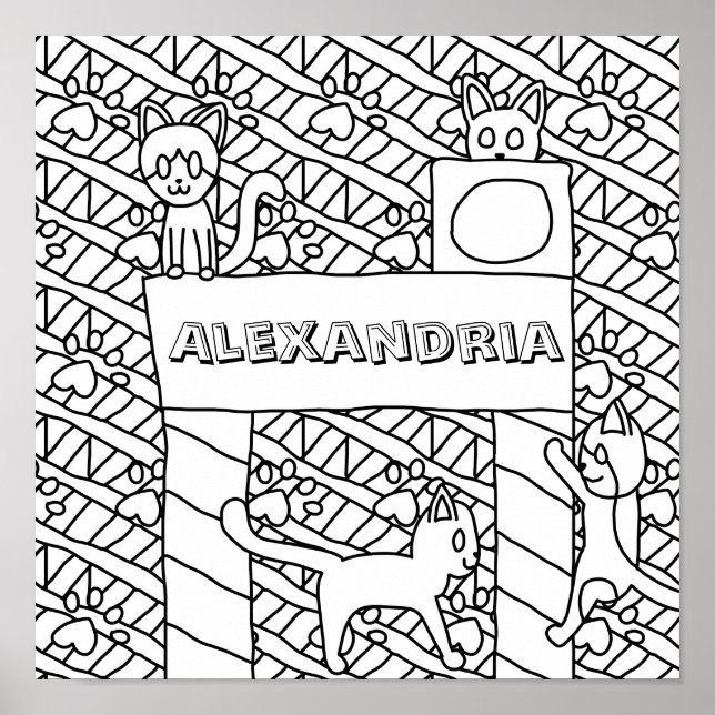 Seite zum Einfärben des Namens einfügen Poster (Vorne)