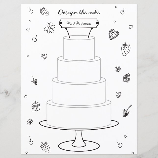 Seite zum Entwurf des Hochzeitaktivität (Vorderseite)