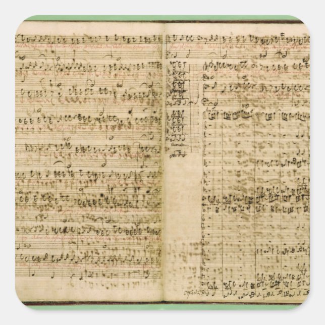 Seiten aus dem Kern der "Kunst des Fugue" Quadratischer Aufkleber (Vorderseite)