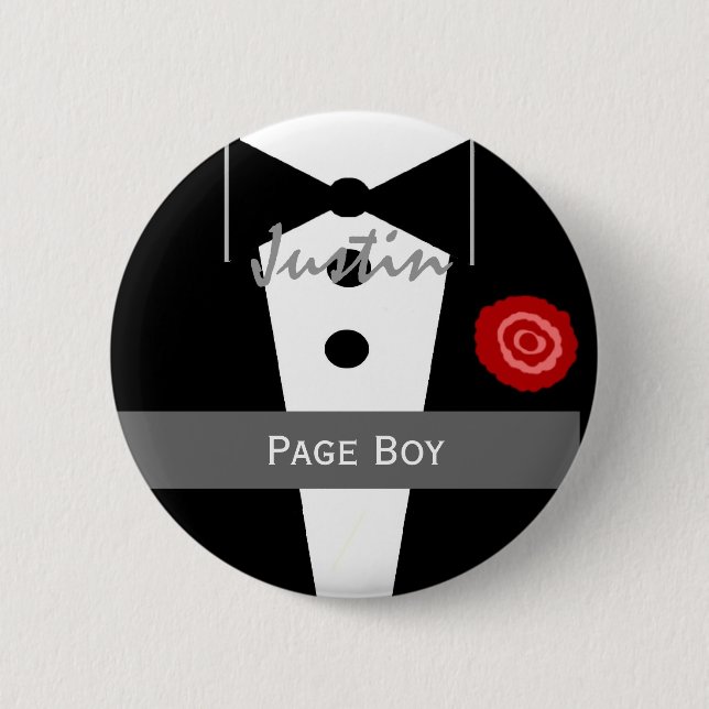 SEITEN-JUNGE individueller Nametux-Hochzeit Button (Vorderseite)